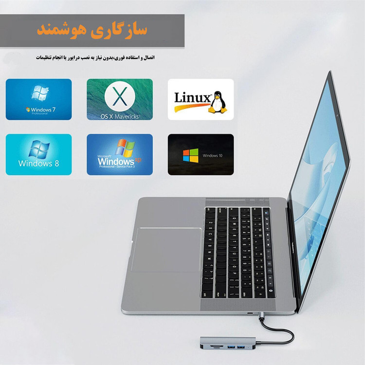 هاب و کارت خوان 5 پورت USB 3.0 آیریور مدل HU-2 DUAL