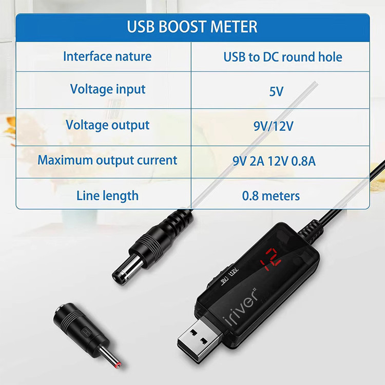 کابل تبدیل USB به DC آیریور مدل U9-12V طول 1 متر